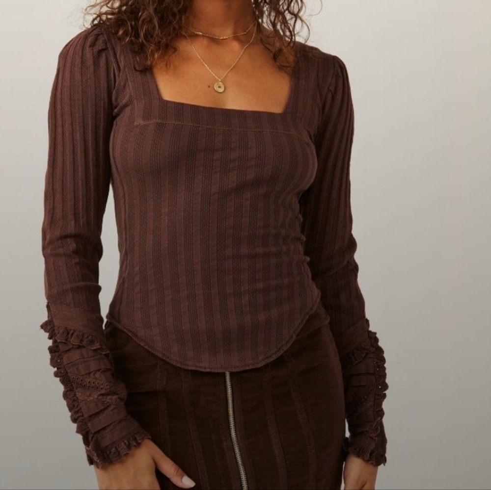 Free People square neck thermal top